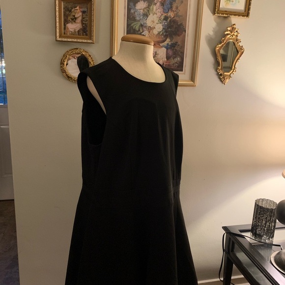 Calvin Klein Fit & Flare Black Sleeveless Dress with Mesh Hem 20W - Picture 1 of 13